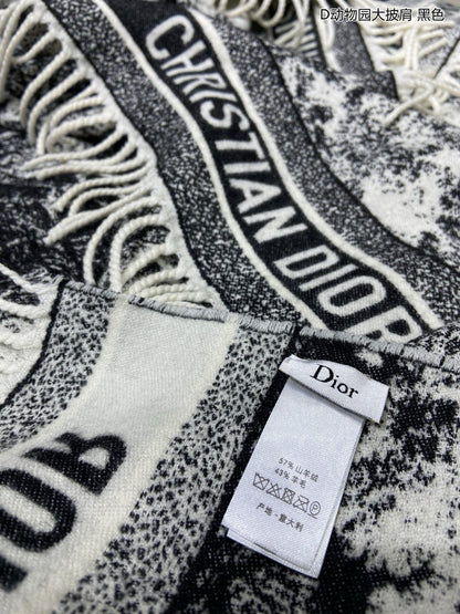 SQUARE SCARF 140 CM IN BLACK MIX WHITE MONOGRAM CASHMERE AND WOOL 416918