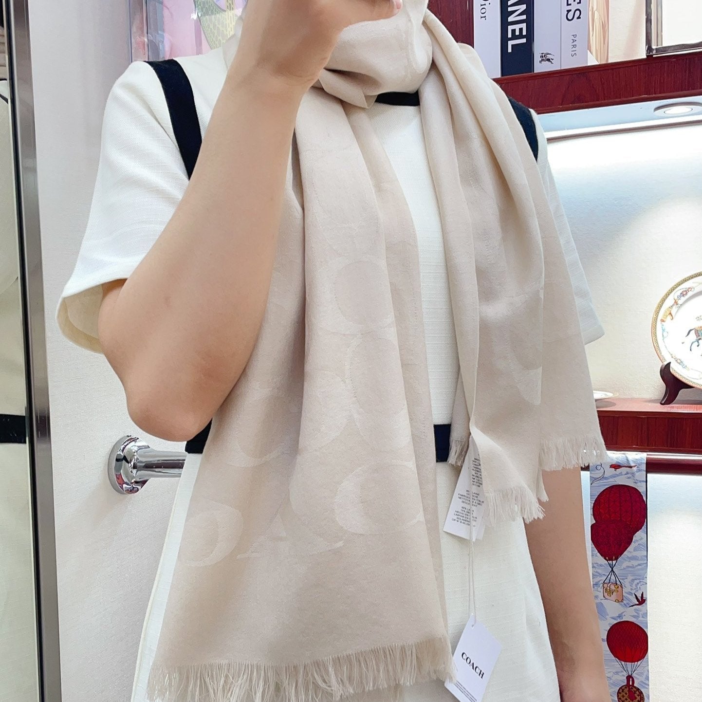 SCARF 180 CM IN BEIGE CASHMERE 332874