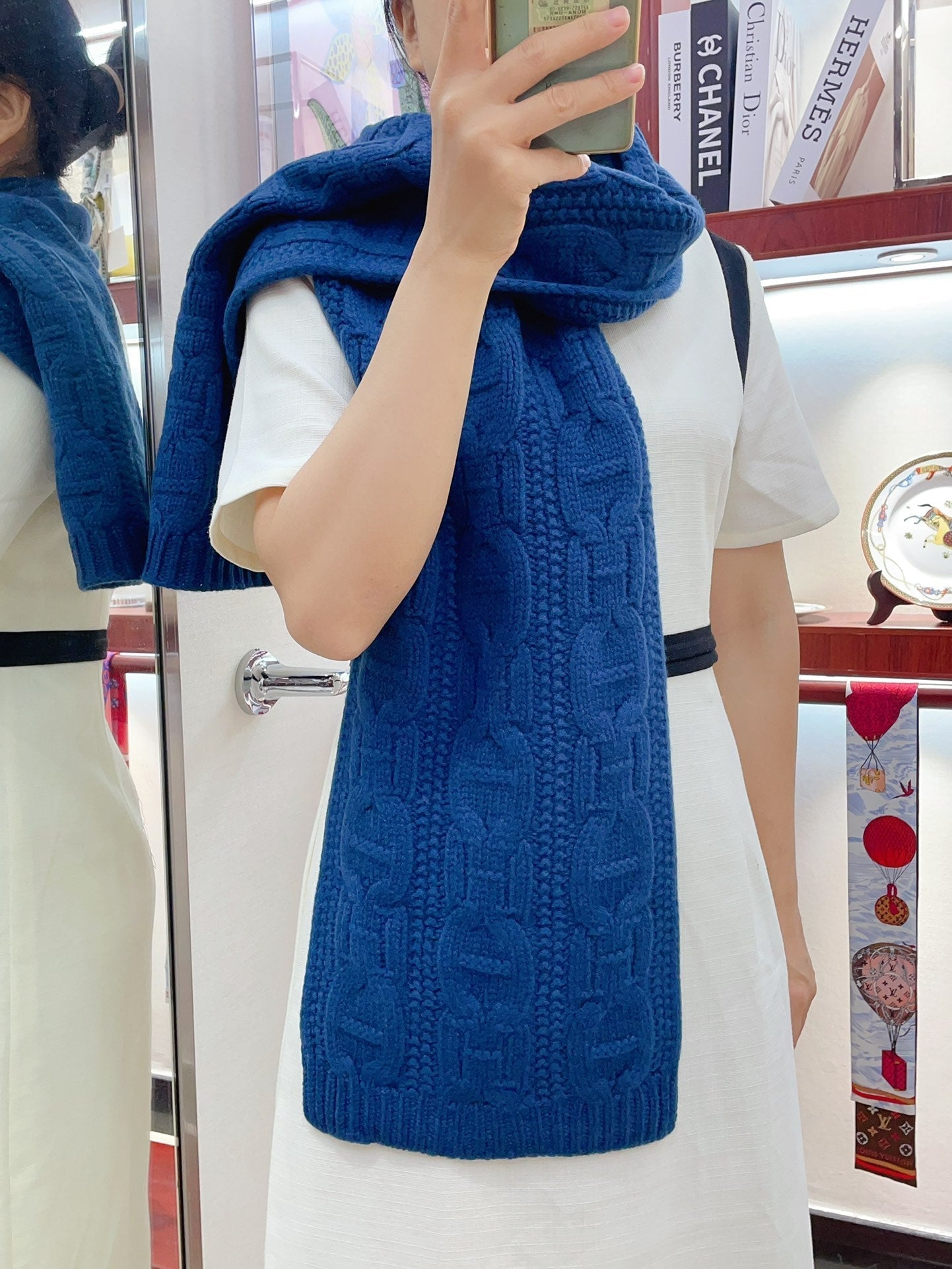 FAUBOURG MUFFLER 170 CM IN COBALT BLUE CASHMERE