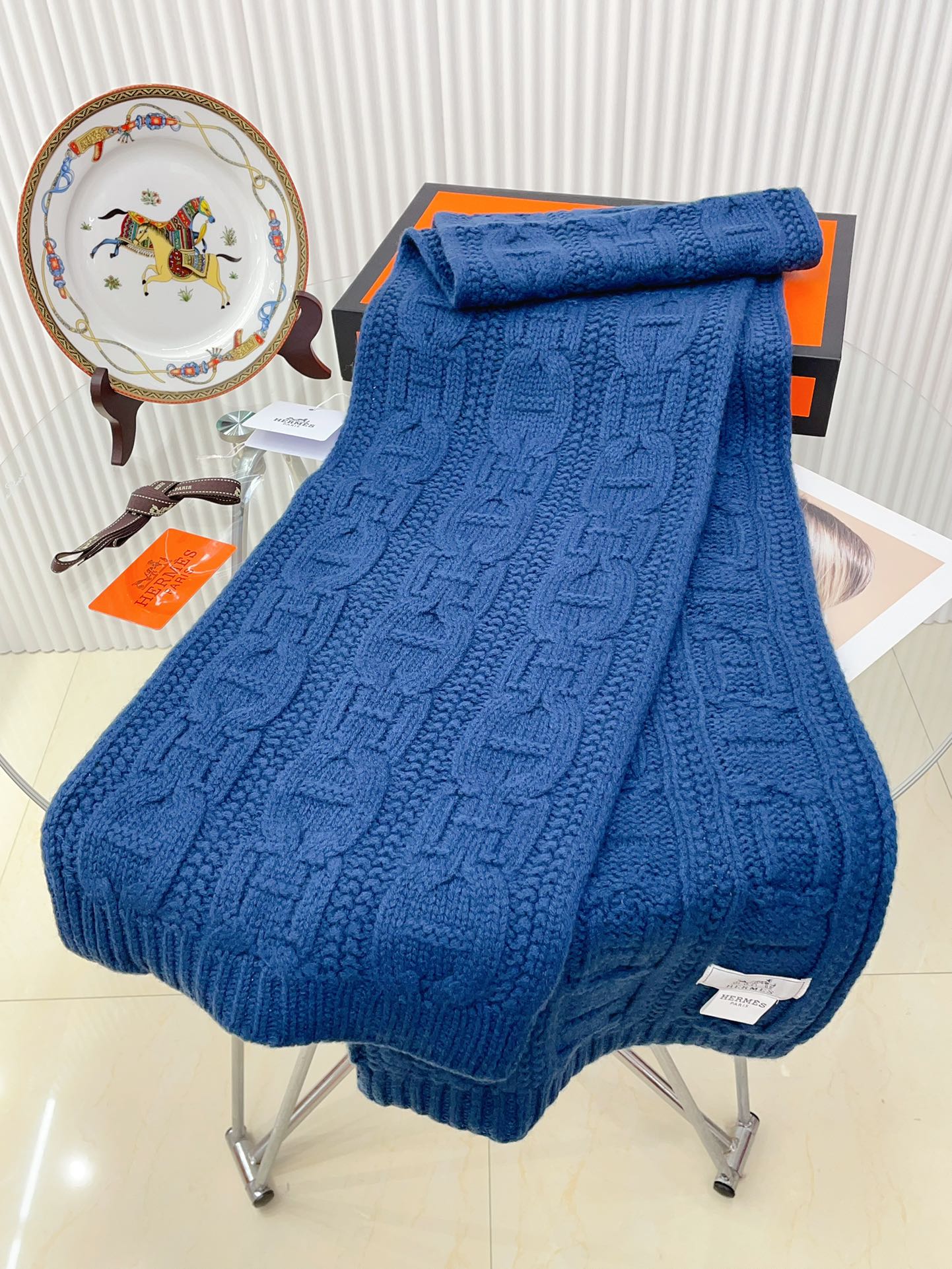 FAUBOURG MUFFLER 170 CM IN COBALT BLUE CASHMERE