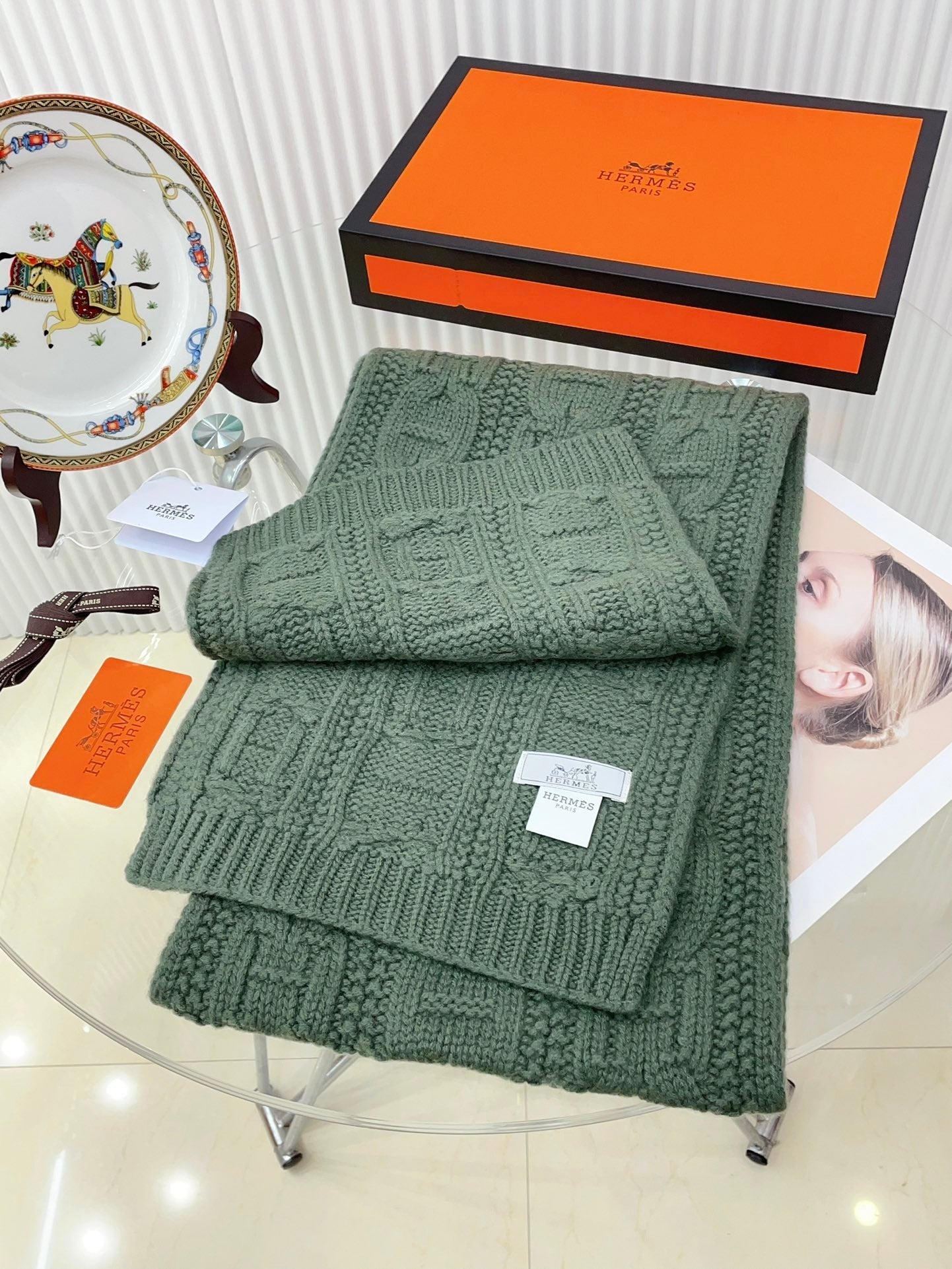 FAUBOURG MUFFLER 170 CM IN HUNTER GREEN CASHMERE