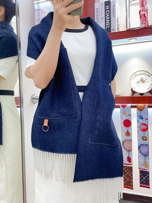 CARGO MUFFLER 190 CM IN NAVY BLUE CASHMERE 375381