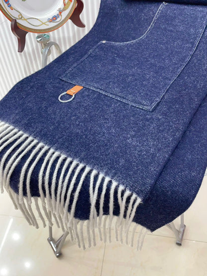 CARGO MUFFLER 190 CM IN NAVY BLUE CASHMERE 375381