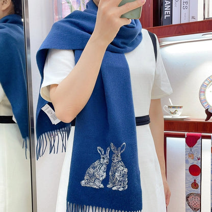 HARE WOOL CASHMERE SCARF 180 CM COBALT BLUE 376428