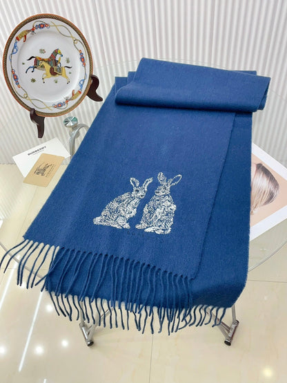 HARE WOOL CASHMERE SCARF 180 CM COBALT BLUE 376428