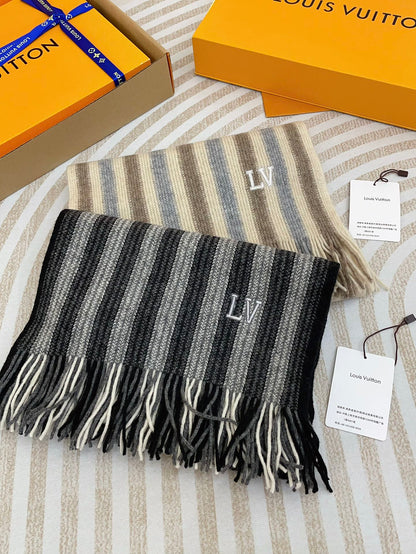 KNITTED SCARF 180 CM IN BLACK MIX GRAY CASHMERE 388179