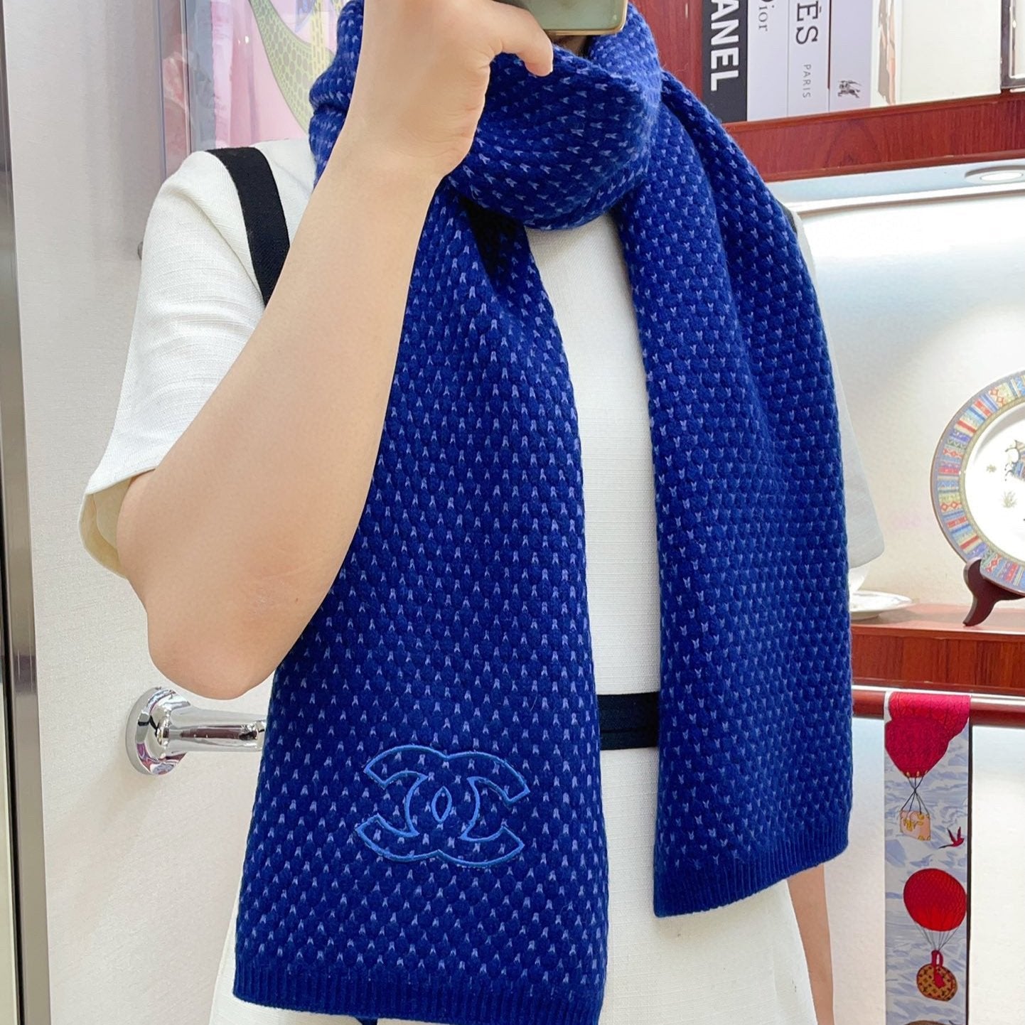 SCARF 180 CM IN AZURE BLUE CASHMERE  394593