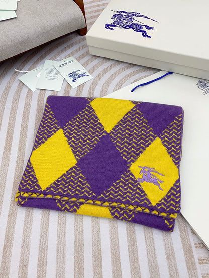 ARGYLE WOOL SCARF 190 CM VIOLET MIX BRIGHT YELLOW 394595