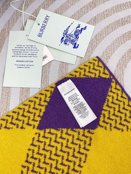 ARGYLE WOOL SCARF 190 CM VIOLET MIX BRIGHT YELLOW 394595