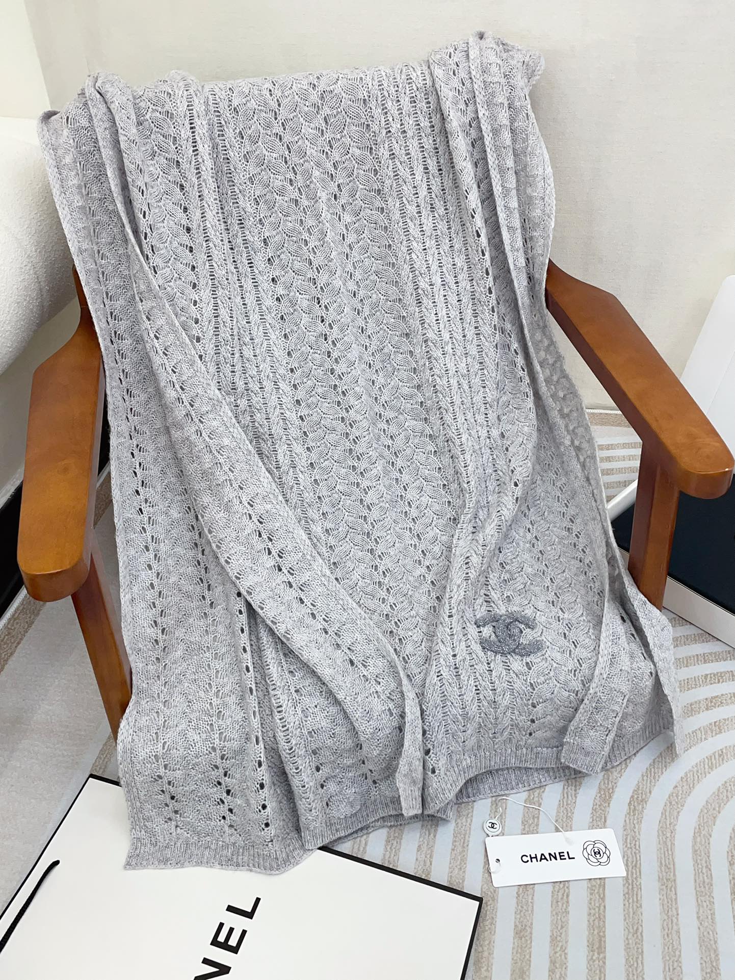 SCARF 190 CM IN CLOUD GRAY CASHMERE 396247