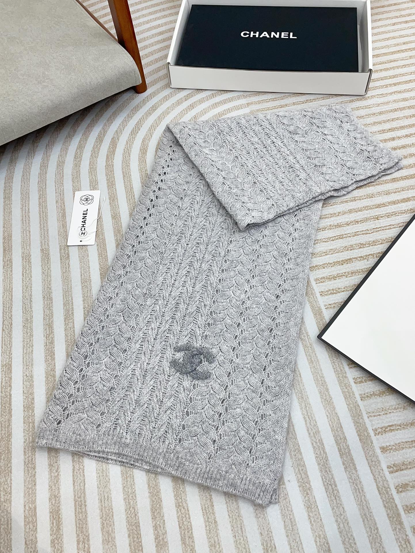 SCARF 190 CM IN CLOUD GRAY CASHMERE 396247