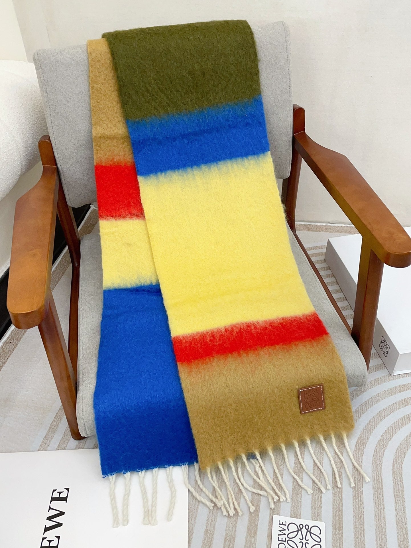 SCARF 185 CM IN COLORFUL GRADIENT WOOL AND MOHAIR 396252