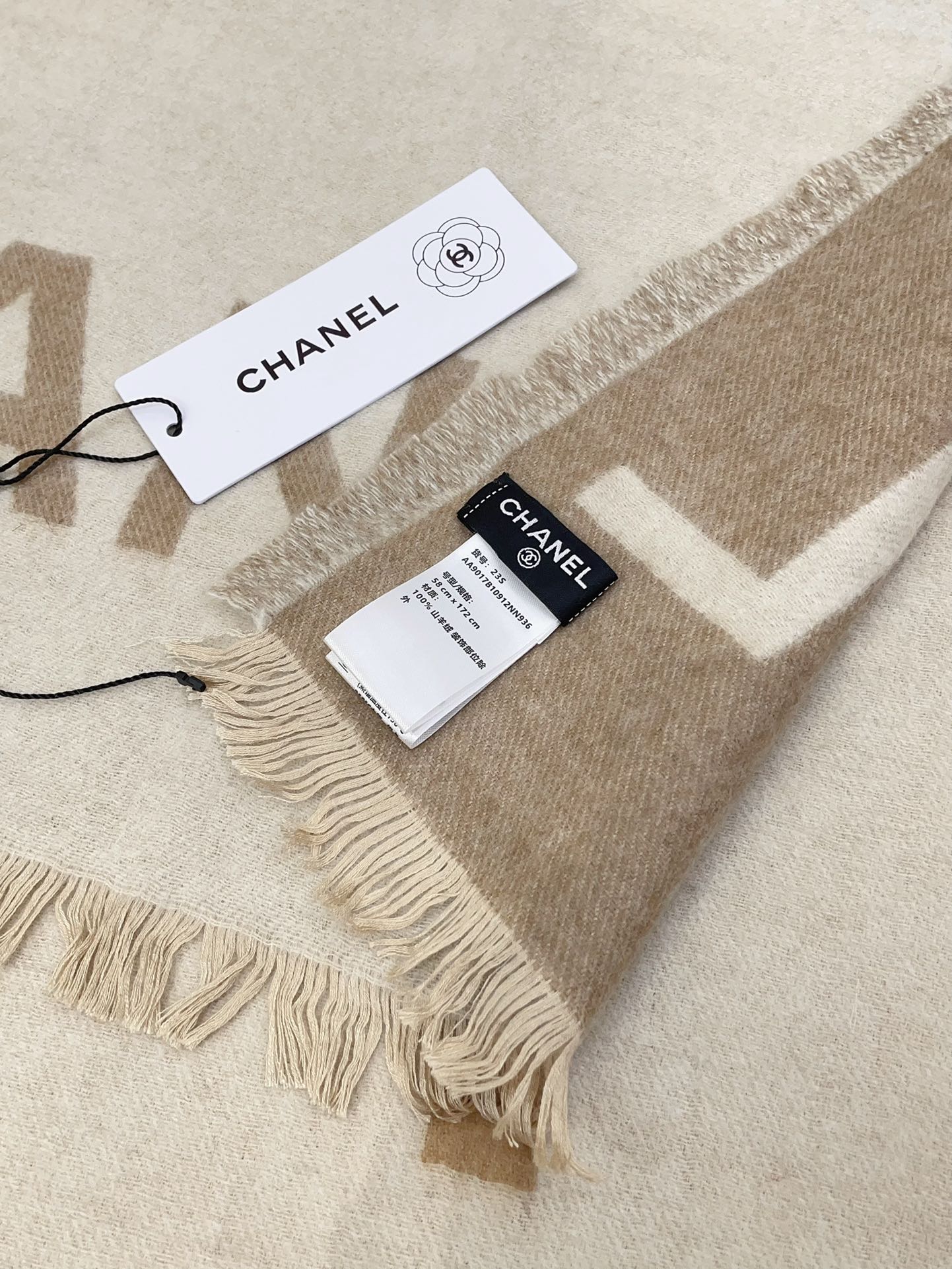 CASHMERE GRADIENT SCARF 200 CM CAMEL BEIGE 402091