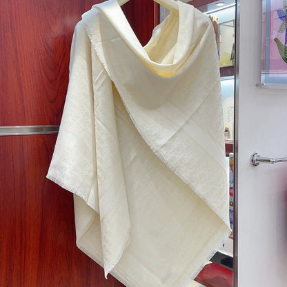 SQUARE SCARF 140 CM IN WHITE WOOL AND SILK  408660