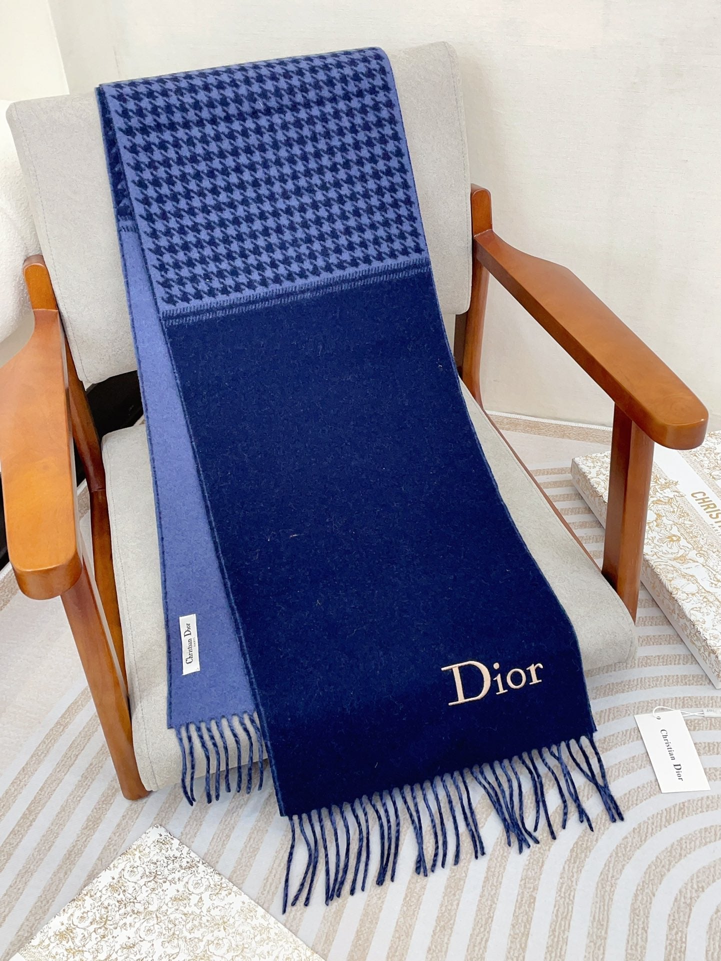 SCARF 180 CM IN NAVY BLUE CASHMERE 419819