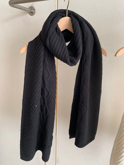 KNIT SCARF 200 CM IN BLACK CASHMERE 392883