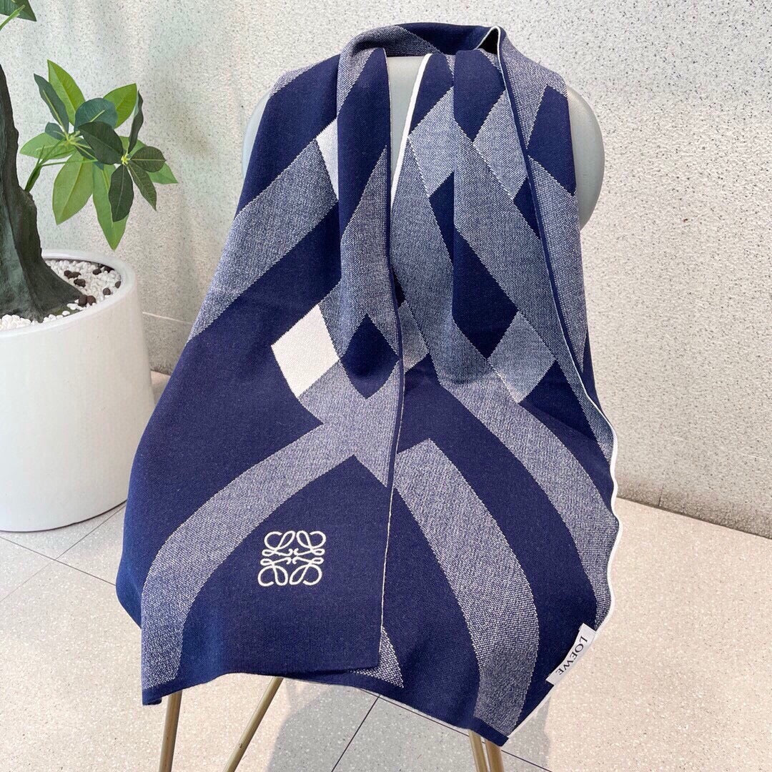 SCARF 180 CM IN INDIGO BLUE CASHMERE 386731