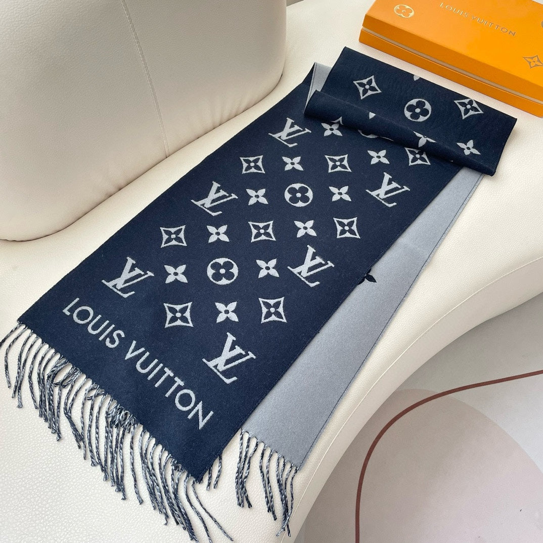 ESSENTIAL SCARF 186 CM IN NAVY BLUE WOOL 390997