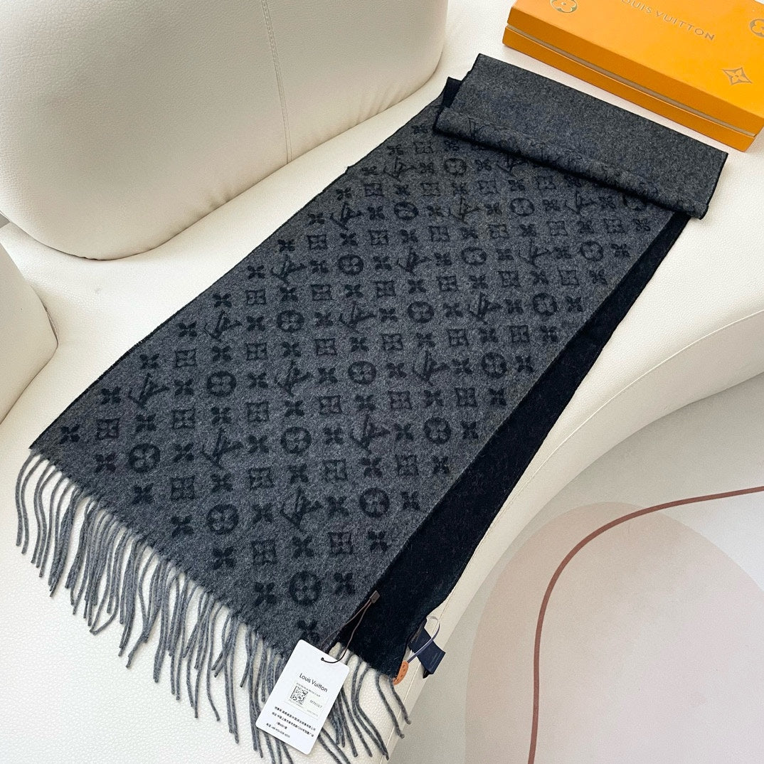 MONOGRAM GRADIENT 180 CM SCARF BLACK CASHMERE 392957