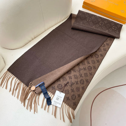 MONOGRAM GRADIENT 180 CM SCARF CHOCOLATE BROWN CASHMERE 392958