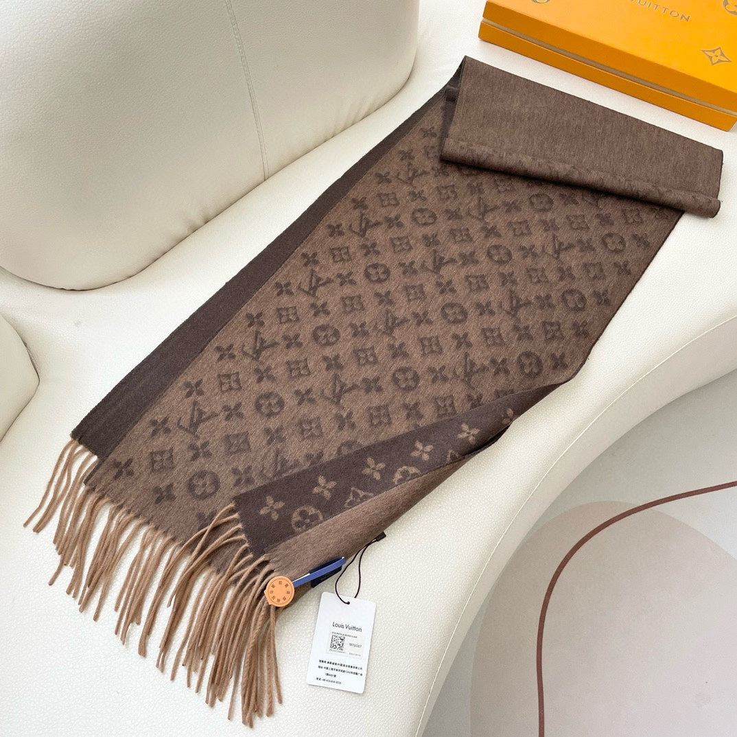 MONOGRAM GRADIENT 180 CM SCARF CHOCOLATE BROWN CASHMERE 392958