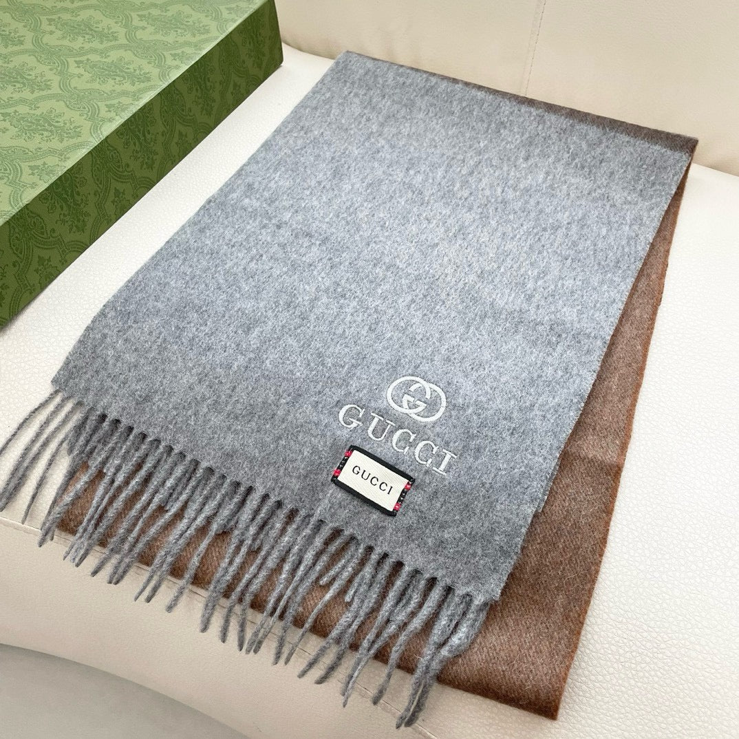 SCARF 190 CM IN DOVE GRAY MIX CAMEL BEIGE CASHMERE AND WOOL 399761