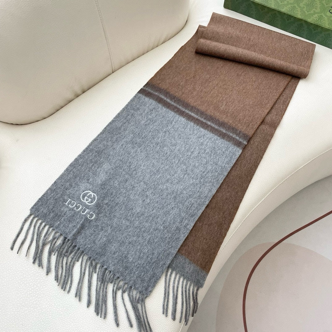 SCARF 190 CM IN DOVE GRAY MIX CAMEL BEIGE CASHMERE AND WOOL 399761