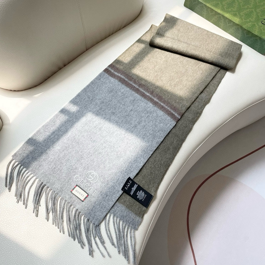 SCARF 190 CM IN PALE GRAY MIX SAND BEIGE CASHMERE AND WOOL 399762