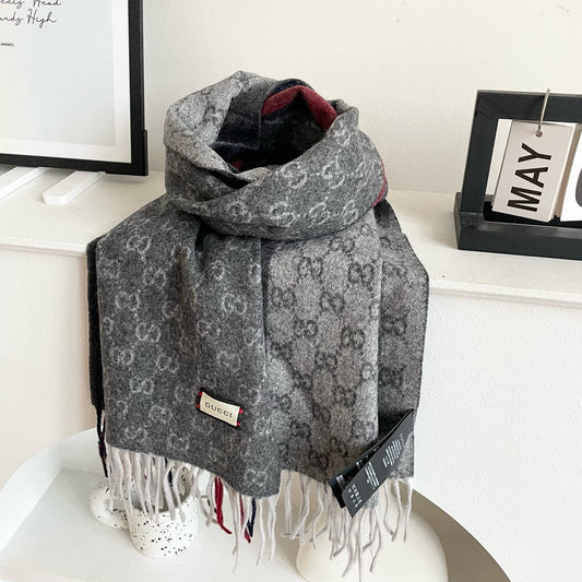 SCARF 200 CM IN DARK GRAY MONOGRAM CASHMERE 399764