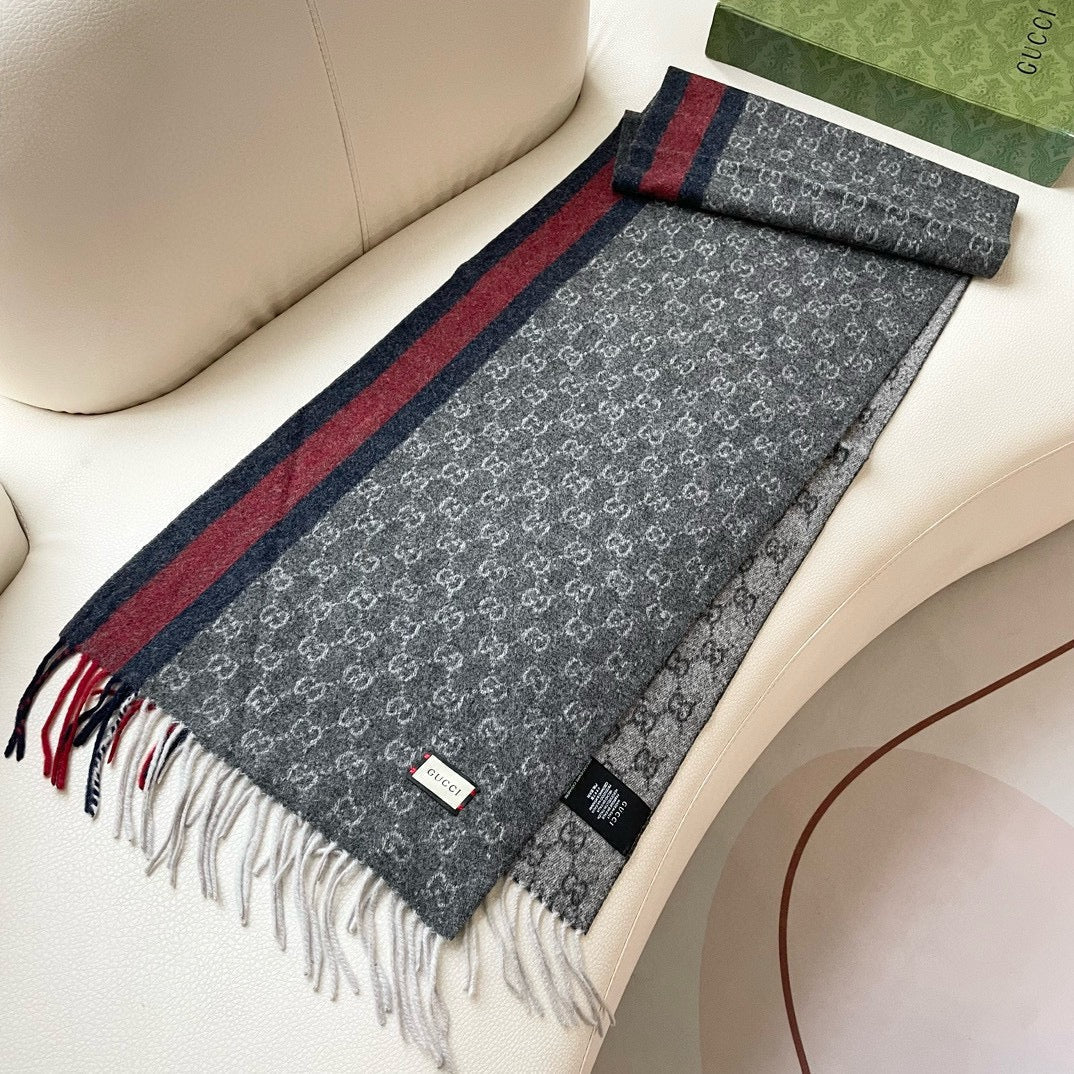 SCARF 200 CM IN DARK GRAY MONOGRAM CASHMERE 399764