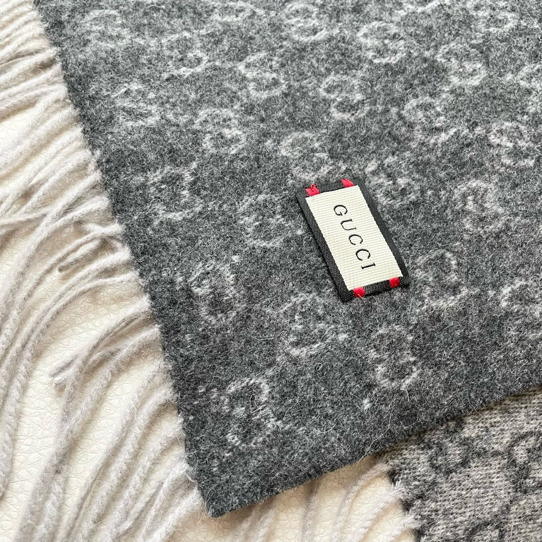 SCARF 200 CM IN DARK GRAY MONOGRAM CASHMERE 399764