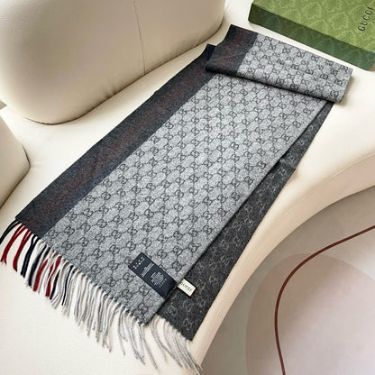 SCARF 200 CM IN DARK GRAY MONOGRAM CASHMERE 399764