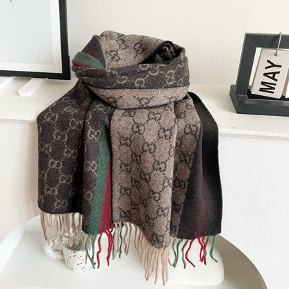 SCARF 200 CM IN DARK BROWN MONOGRAM CASHMERE 399765