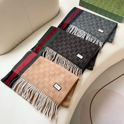 SCARF 200 CM IN DARK BROWN MONOGRAM CASHMERE 399765