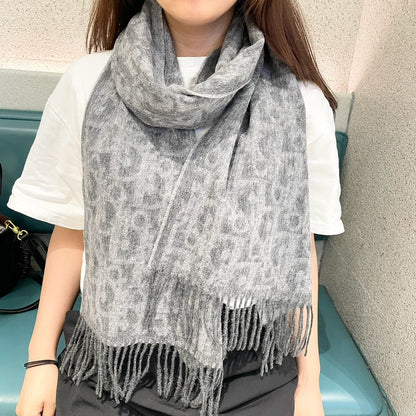 SCARF 180 CM IN MOUSE GRAY CASHMERE AND WOOL 405471