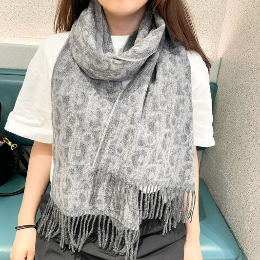 SCARF 180 CM IN MOUSE GRAY CASHMERE AND WOOL 405471