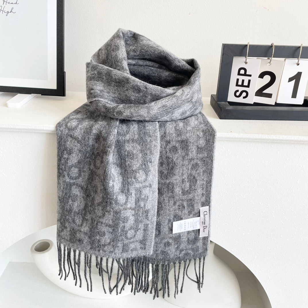 SCARF 180 CM IN MOUSE GRAY CASHMERE AND WOOL 405471