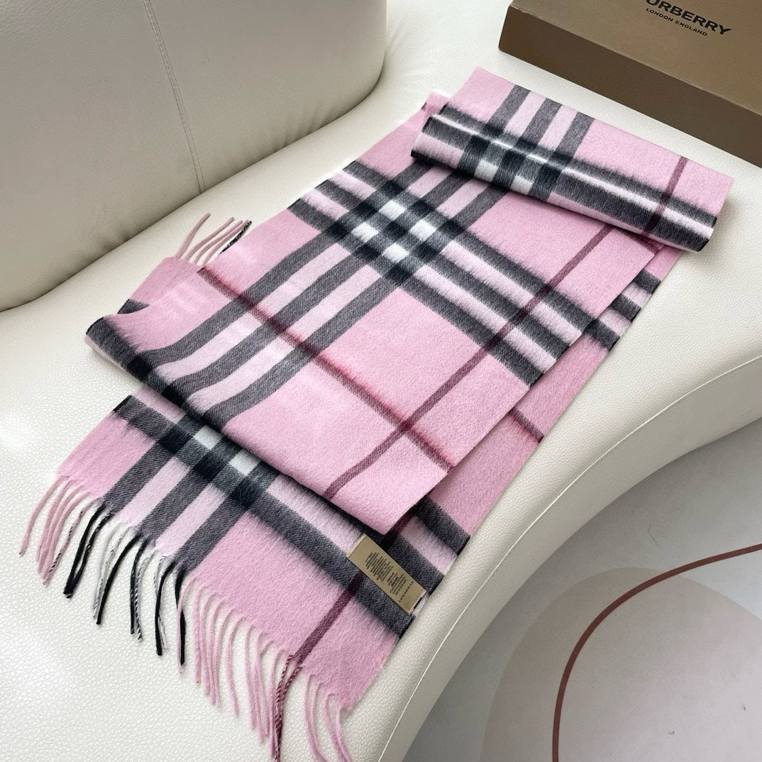 CHECK SCARF 180 CM IN LIGHT PINK MIX BLACK CASHMERE 405486