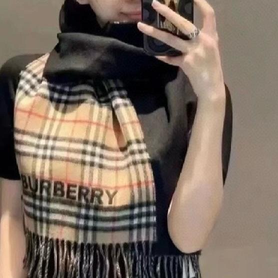 REVERSIBLE CHECK CASHMERE SCARF 180 CM BLACK AND BEIGE 405497