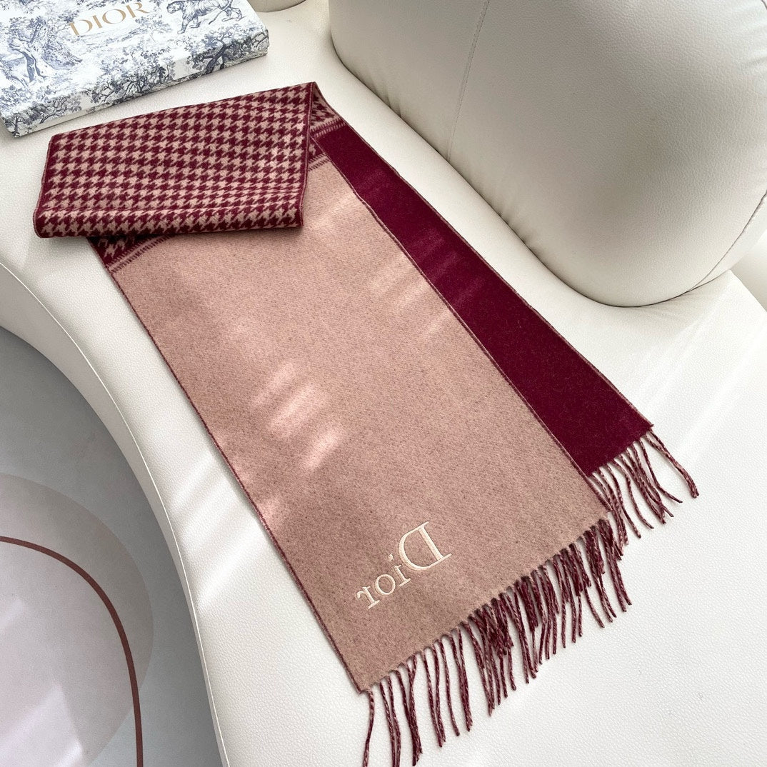 SCARF 180 CM CURRANT RED WOOL AND CASHMERE 407334