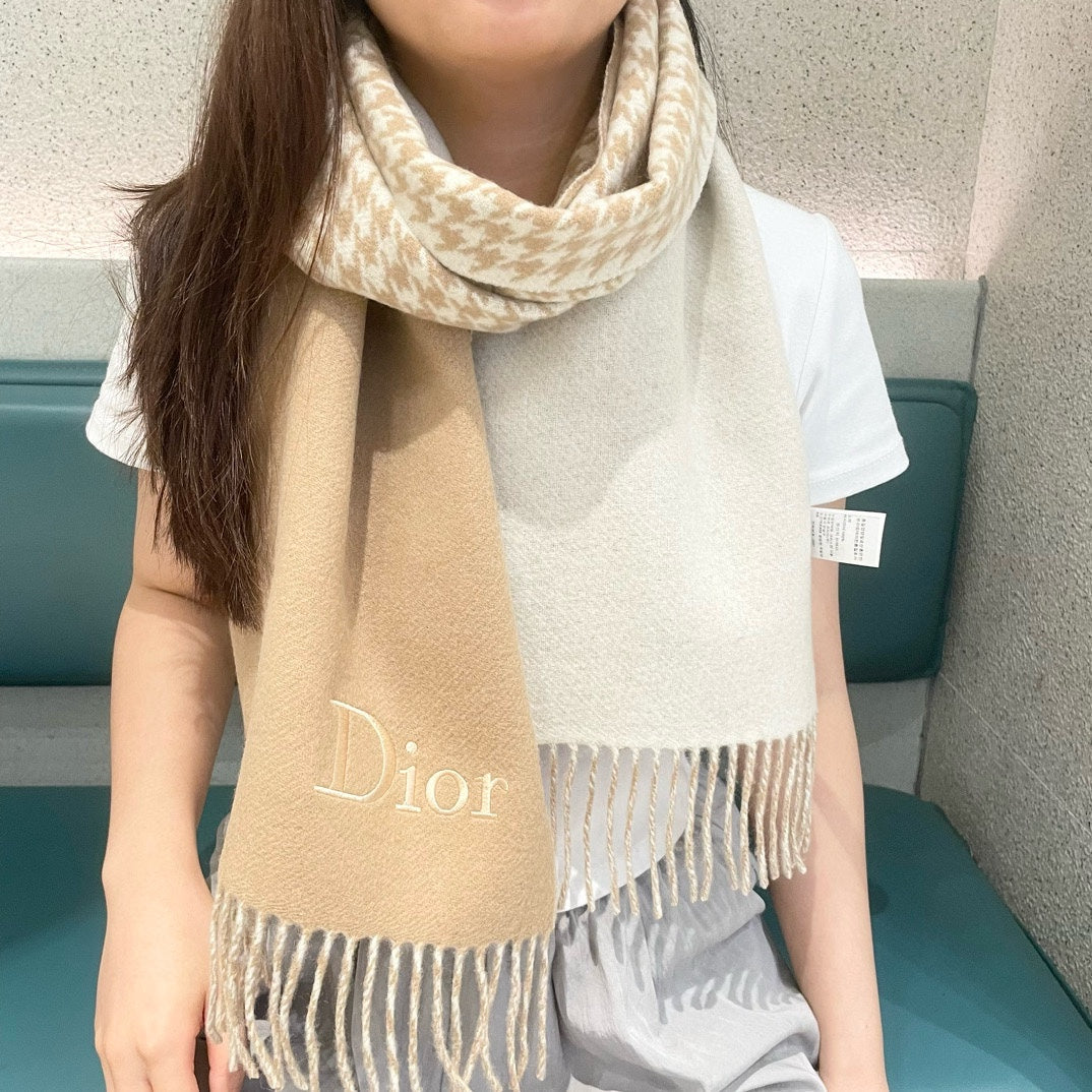 SCARF 180 CM CAMEL BEIGE WOOL AND CASHMERE 407335