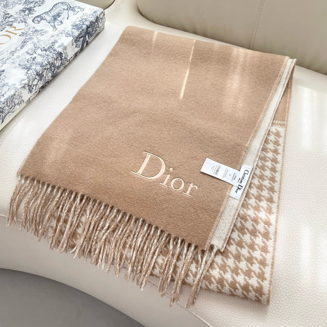 SCARF 180 CM CAMEL BEIGE WOOL AND CASHMERE 407335