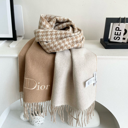 SCARF 180 CM CAMEL BEIGE WOOL AND CASHMERE 407335