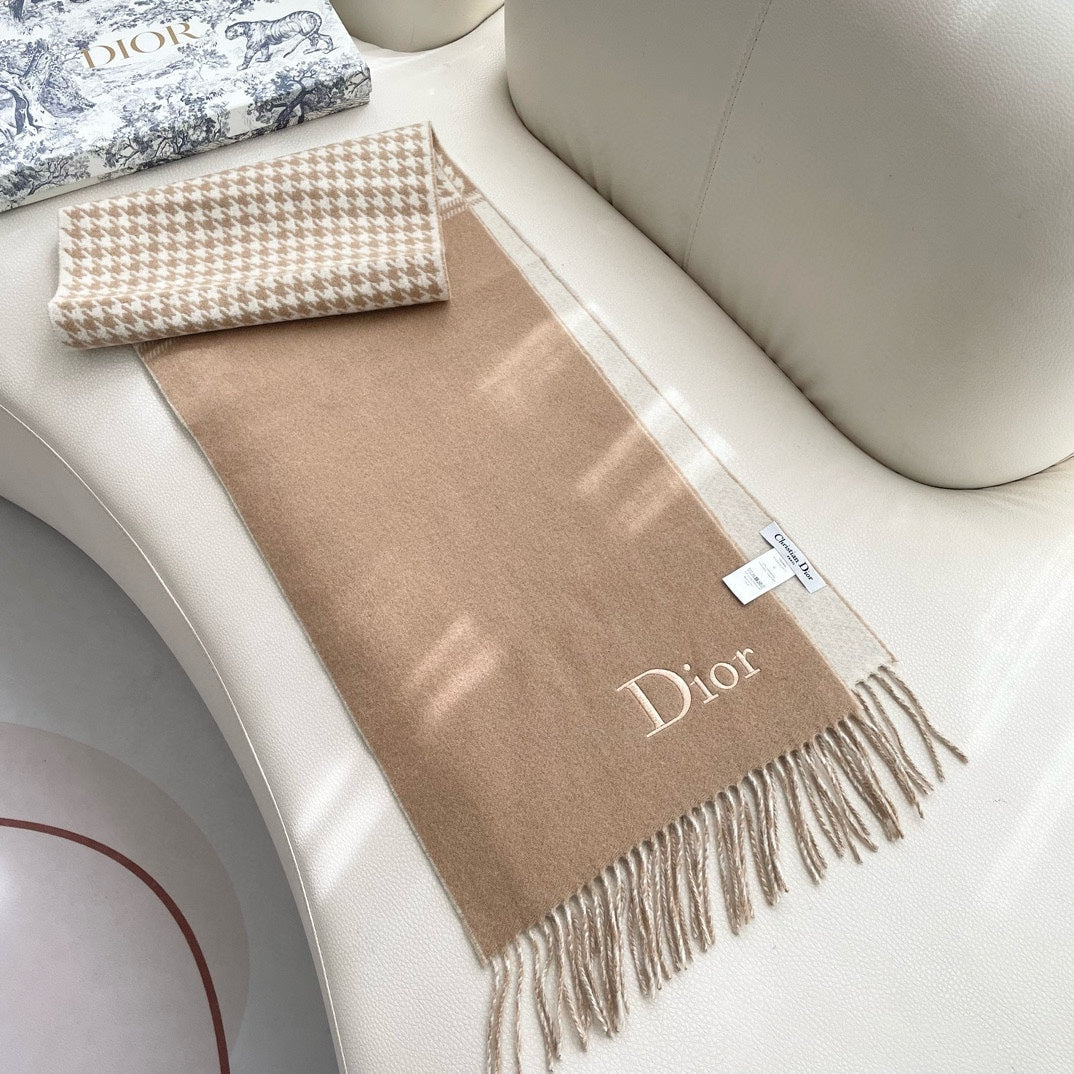 SCARF 180 CM CAMEL BEIGE WOOL AND CASHMERE 407335