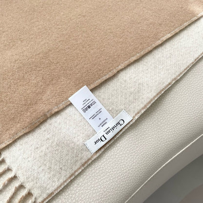 SCARF 180 CM CAMEL BEIGE WOOL AND CASHMERE 407335