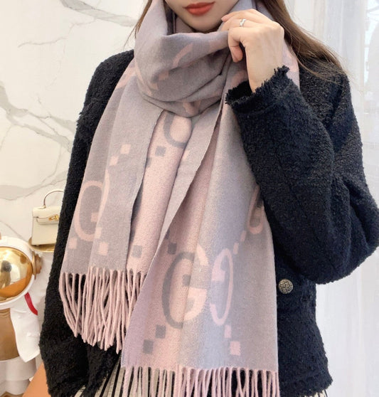 SCARF 200 CM IN LIGHT PINK MIX GRAY CASHMERE 396379