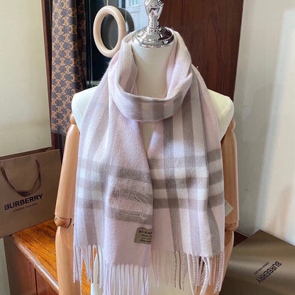 CLASSIC CHECK SCARF 180 CM IN PASTEL PINK CASHMERE 394770