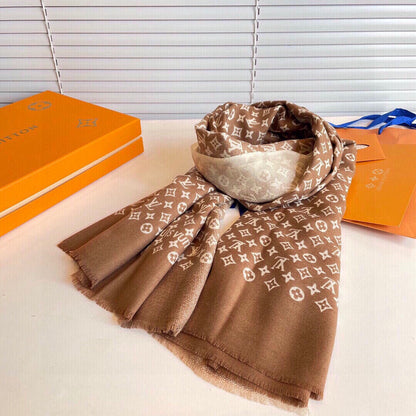 SCARF 200 CM IN PERU BROWN MIX WHITE CASHMERE 398522