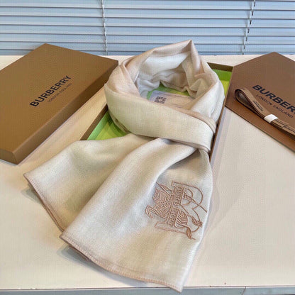 SCARF 200 CM IN BEIGE MIX WHITE CASHMERE 407317