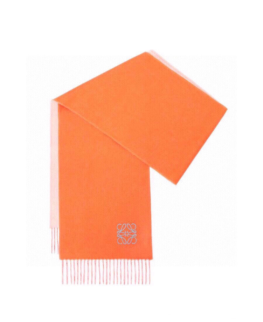 SCARF 180 CM IN CARROT ORANGE AND LIGHT PINK WOOL AND CASHMERE 411792